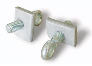 The M16 formwork eye bolt and plate is used to tension and lock the B and C Clamp on the formwork