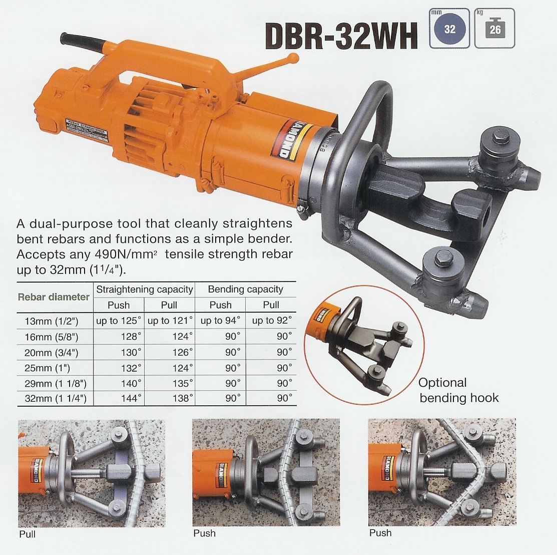 DBR-32WH Portable Rebar Straightener and Bender